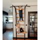 22. WOODEN AND METAL GYMNASTIC WALL BAR WITH WOODEN BAR AND ACCESSORIES BENCHK 221B A076