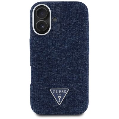 3. Guess Denim Triangle Logo MagSafe iPhone 16 Case - Blue