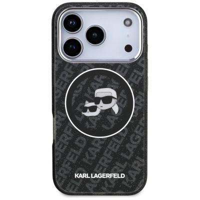 3. Karl Lagerfeld IML Glitter Karl&Choupette Heads Logo MagSafe Case for iPhone 17 Pro - Black