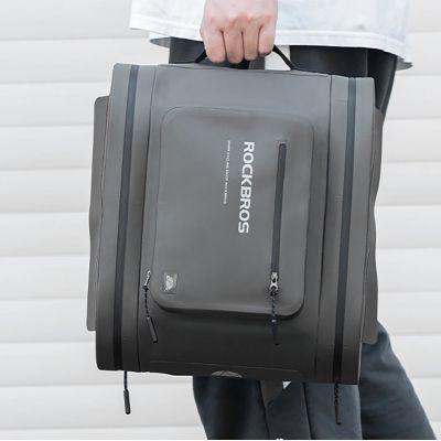 5. Rockbros waterproof bike pannier, for trunk, capacity 14l - gray