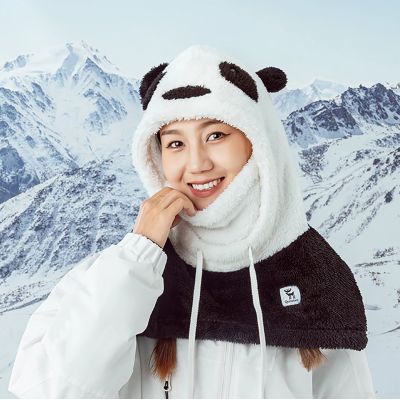 10. Qunature Panda Ski Balaclava for Kids/Adults Size M - Black/White