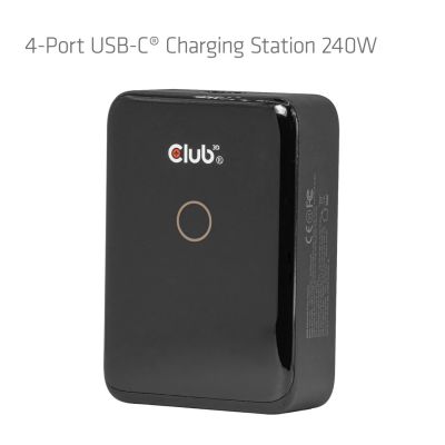 3. CLUB3D CAC-1933 Charging Station with 4 USB-C® Ports 240W GaN PD 3.1 + PPS + LED Display