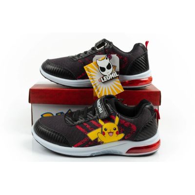 10. Leomil children's sports shoes Pokemon sneakers lightweight with velcro LED black