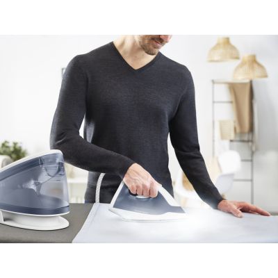 13. TEFAL Steam generator iron | FV2C41E0 Express Optimal | 2400 W | 1.2 L | 5 bar | Auto power off | Vertical steam function | Calc-clean function | Blue/White