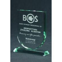 Engraved glass trophy with case