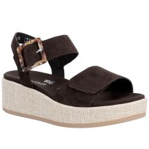 Women's brown leather wedge sandals Remonte by Rieker D1N54-25