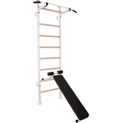 98. GYMNASTIC LADDER, HAND BAR, BENCH, CHILDREN'S ACCESSORIES, WHITE MAT BENCHK 414