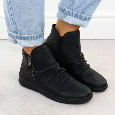 6. Women’s Black Waterproof Leather Ankle Boots – Rieker Z0056-00