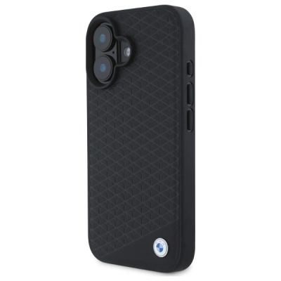 2. BMW Sign Leather Diamond Metal Logo MagSafe iPhone 16 Case - Black