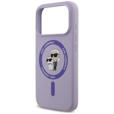 6. Karl Lagerfeld Silicone Karl&Choupette Ring MagSafe Case for iPhone 18 Pro / 17 Pro – purple