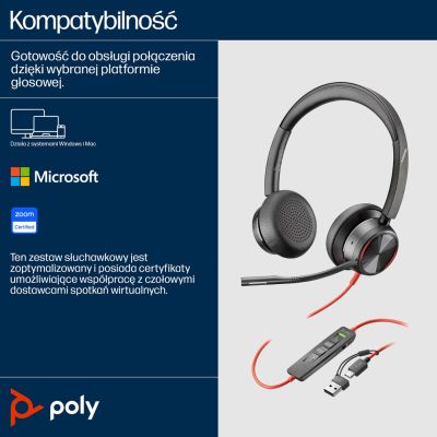 12. POLY Blackwire 8225 Stereo USB-C Headset + USB-C/A Adapter