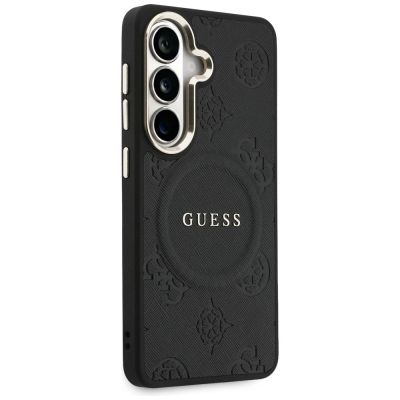 4. Guess Saffiano Peony Embossed Ring MagSafe case for Samsung Galaxy S26+ - black
