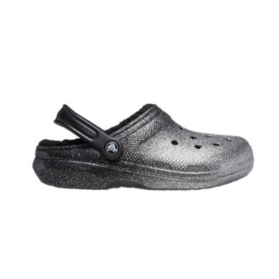 Crocs Classic Glitter Lined Clog Silver Flip-Flops - 205842-067
