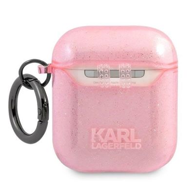 2. Karl Lagerfeld KLA2UKHGP AirPods cover różowy/pink Glitter Karl`s Head