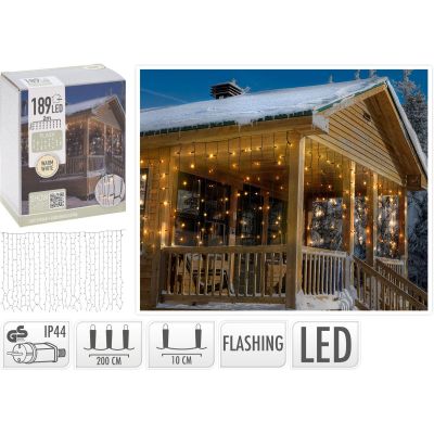 13. CHRISTMAS TREE LIGHTS LIGHT CURTAIN 200x70CM OUTDOOR LED WARM WHITE FLASH