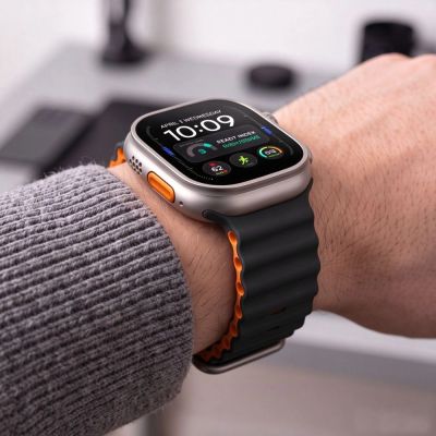 8. Tech-Protect IconBand Pro Strap for Apple Watch 4 / 5 / 6 / 7 / 8 / 9 / SE / Ultra 1 / 2 (42/44/45/49 mm) - Orange-Black