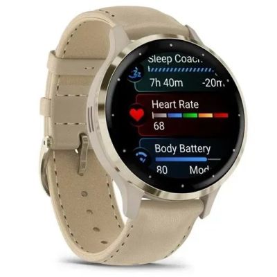 4. Garmin 010-02785-55 Smartwatch / Sports Watch 3.05 cm (1.2") AMOLED 41 mm Digital 390 x 390 px Touchscreen Gold Wi-Fi GPS