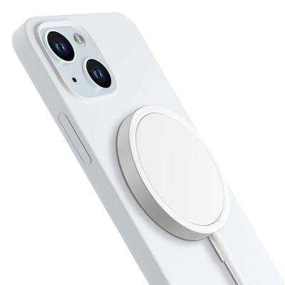 6. 3mk Hardy Silicone MagCase for iPhone 15 - white and silver