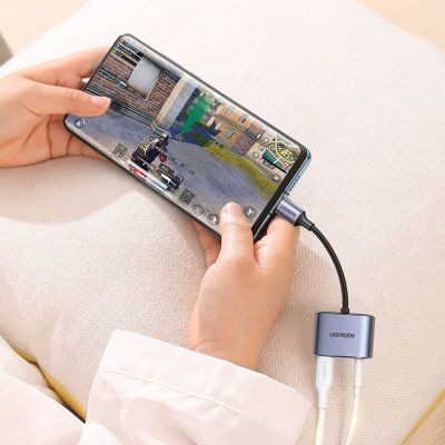 9. Ugreen audio adapter USB Type C (male) - USB Type C PD QC (female) + 3.5mm mini jack (female) gray (CM231)