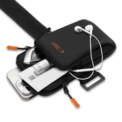 5. Tech-Protect M7 Universal Sport Armband Case - Black and Orange