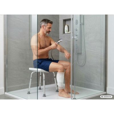 11. Rectangular shower stool with adjustable height