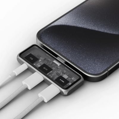 6. Satechi Mobile XR Hub mobile USB-C adapter with audio (1x USB-C 100W PD; 2.0 data and audio, 1x USB-C DP 1.4 4K@60Hz; 3.0 10 Gbps, 1x 3.5mm audio in/out) space gray