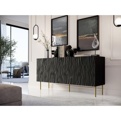 3. JUNGLE chest of drawers 152x40.5x74.5 black matt + gold legs