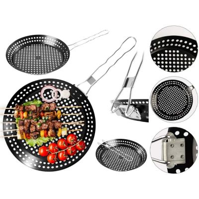 10. Grilling pan with foldable handle, non-stick, black