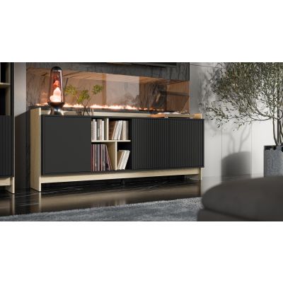 3. PORTO 3D chest of drawers 190x38x77 oak/black