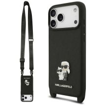 Karl Lagerfeld Saffiano Karl&Choupette Metal Pin CBDY Strap Case for iPhone 18 Pro Max / 17 Pro Max - Black