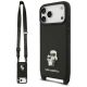 Karl Lagerfeld Saffiano Karl&Choupette Metal Pin CBDY Strap Case for iPhone 18 Pro Max / 17 Pro Max - Black