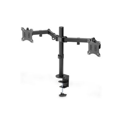 DIGITUS DOUBLE DESK MOUNT WITH CLAMP 2XLCD MAX. 32" MAX. LOAD 2X 8KG TILT AND SWIVEL BLACK DA-90400