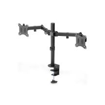 DIGITUS DOUBLE DESK MOUNT WITH CLAMP 2XLCD MAX. 32" MAX. LOAD 2X 8KG TILT AND SWIVEL BLACK DA-90400