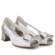 4. Open toe block heel pumps with bow, white Potocki 12812