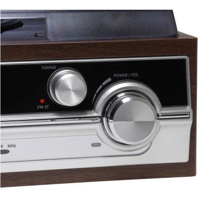 3. Denver VPR-190MK2 retro record player with radio and built-in speakers