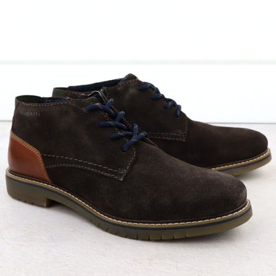 2. Men's Chocolate Suede Leather Ankle Boots Bugatti 331-8373H-1400