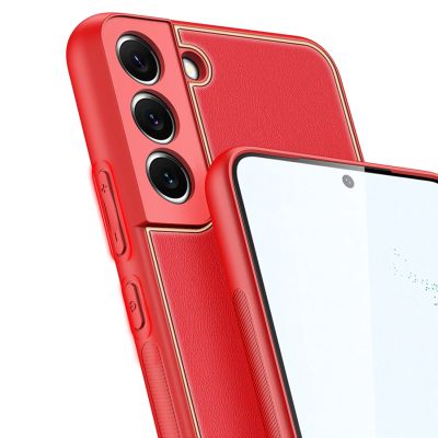 7. Dux Ducis Yolo elegant cover made of ecological leather for Samsung Galaxy S22 + (S22 Plus) red
