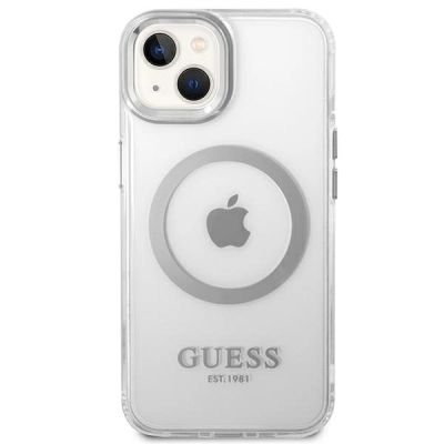 3. Guess GUHMP14SHTRMS iPhone 14 6.1" silver/silver hard case Metal Outline Magsafe
