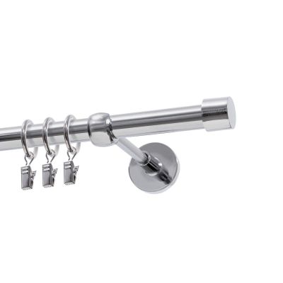 Single Curtain Rod Ø 19 mm, Chrome, 240 cm, LUNA, with Rings, KOWALSKI