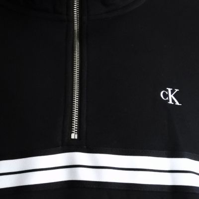 3. Calvin Klein Zip Fleece Hoodie Logo Tape Black - LZ04RE285G-UB1