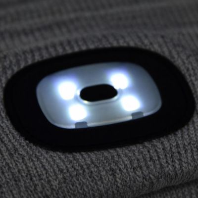 5. GREY HAT WITH 4-LED HEADLAMP 120 LM 3 LIGHT MODES FOR OUTDOOR ACTIVITIES