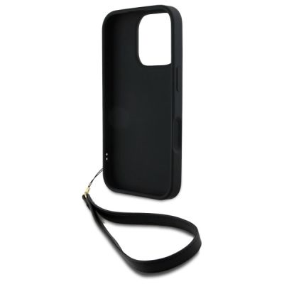 6. DKNY Wrist Strap Stock Logo iPhone 16 Pro Max Case - Black