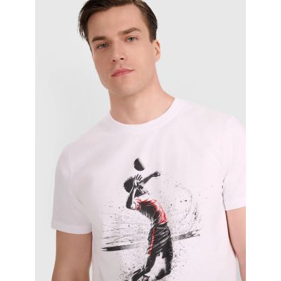 4. Men's regular t-shirt with volleyball print 4F 4FRAW25TTSHM3318-10S