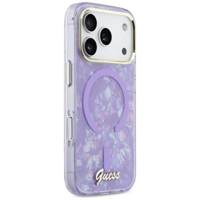 4. Guess IML Shell Script Metal MagSafe Case for iPhone 17 Pro Max - Purple