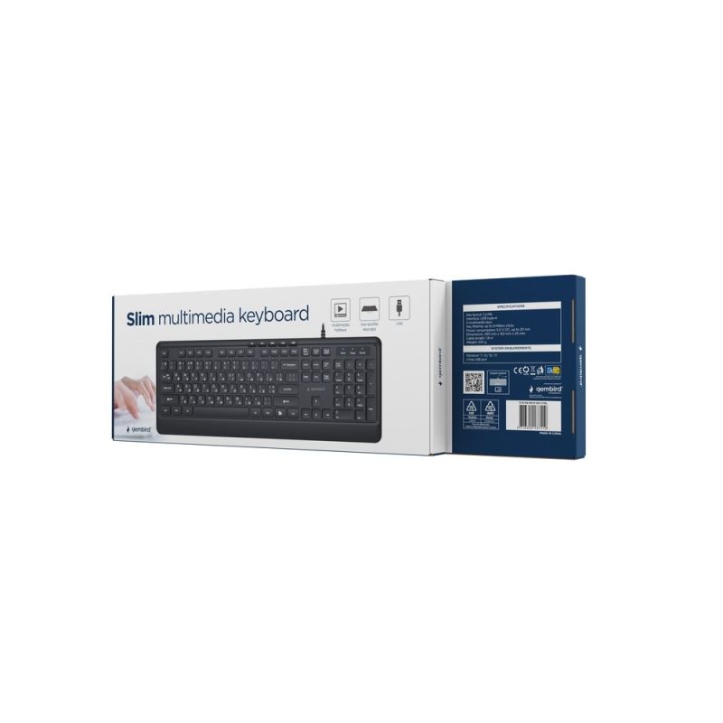 5. GEMBIRD WIRED MULTIMEDIA KEYBOARD SLIM 5 KEYS HOTKEYS, RU LAYOUT, BLACK