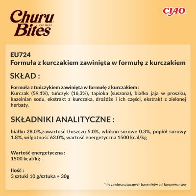 7. INABA Churu Bites Wraps with chicken - a treat for cats - 3x10 g