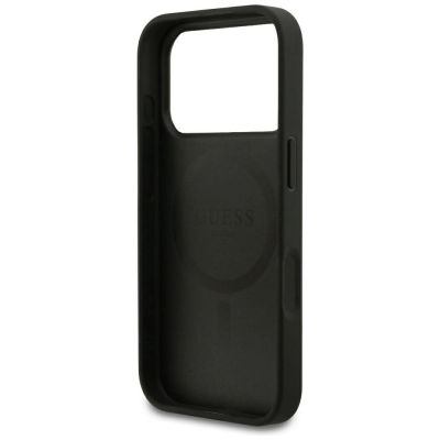 7. Guess Grained Gold Ring MagSafe Case for iPhone 18 Pro / 17 Pro - Black