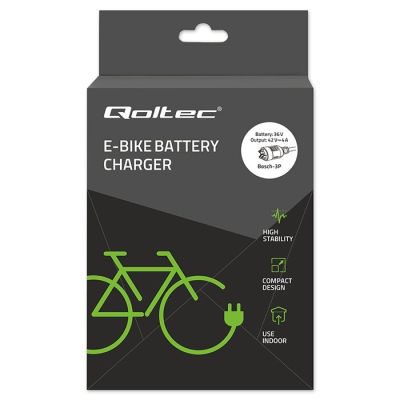 9. Qoltec Fast Charger for Electric Bike Scooter 36V | 42V | 4A | Bosch Plug + Power Cable