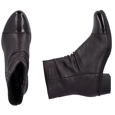 5. Women's leather ankle boots with heels, brown, insulated, Rieker Y0773-25