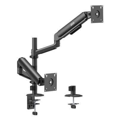 7. ERGO OFFICE MOUNT / HANGER FOR 2 MONITORS, GAS SPRING, 17"-32", 1-10KG, MATTE BLACK, ER-692 B